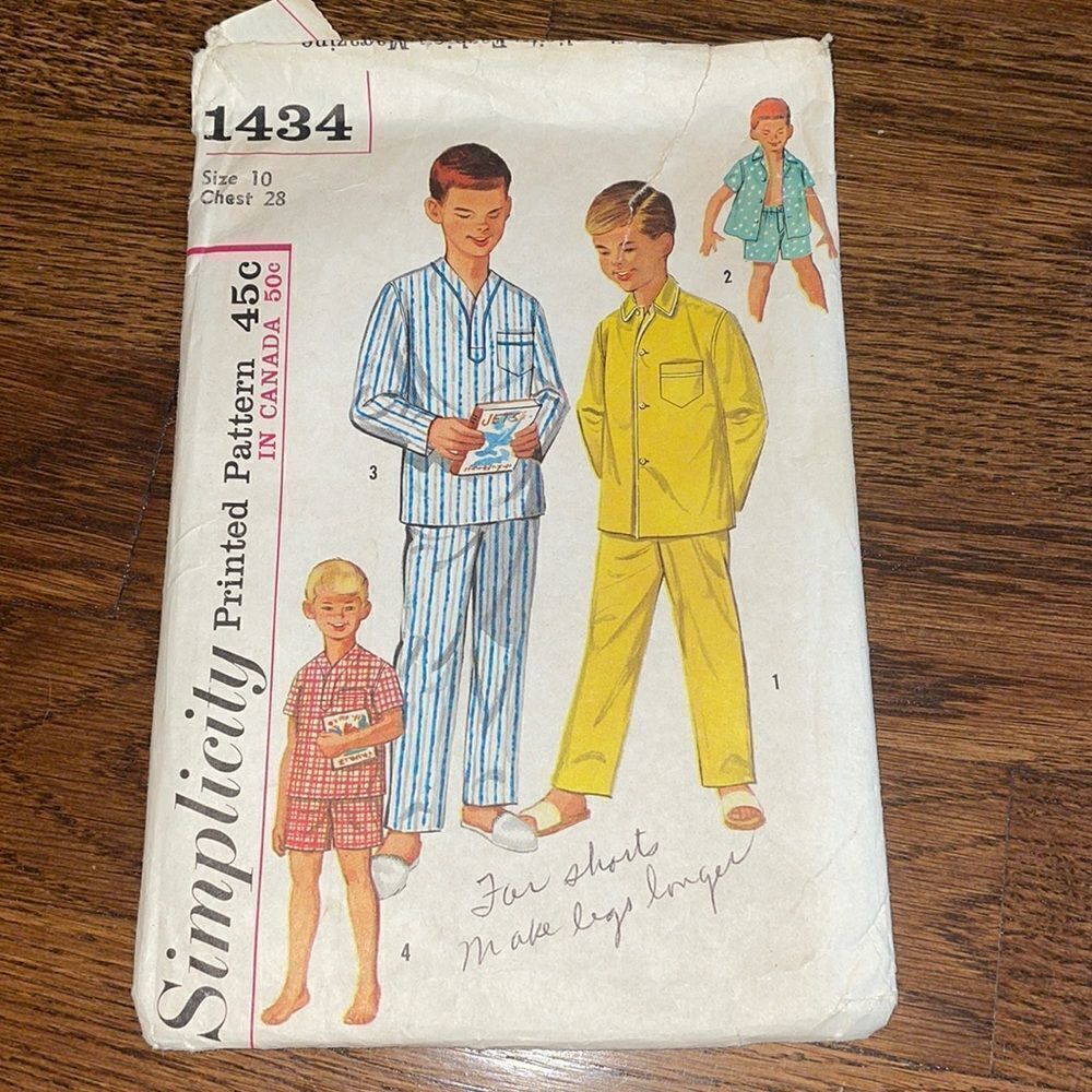 Vtg 60s Simplicity‎ little boy’s pajamas sewing pattern